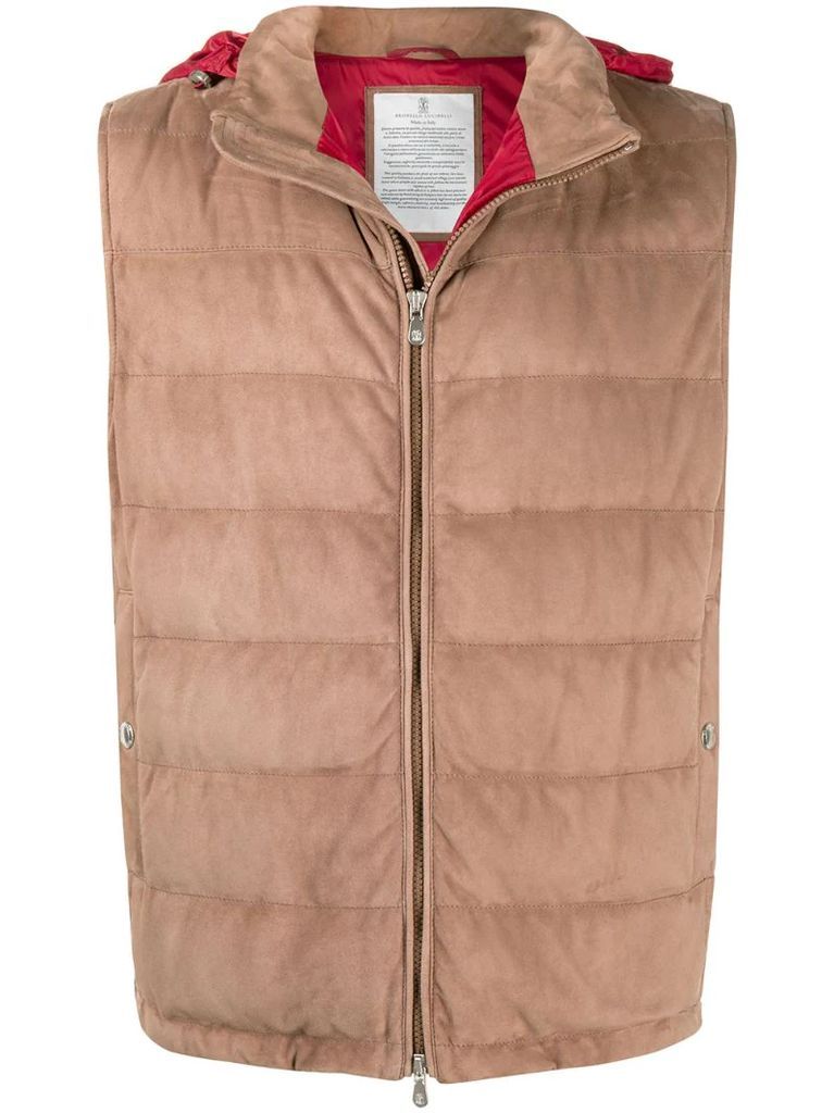 quilted suede gilet