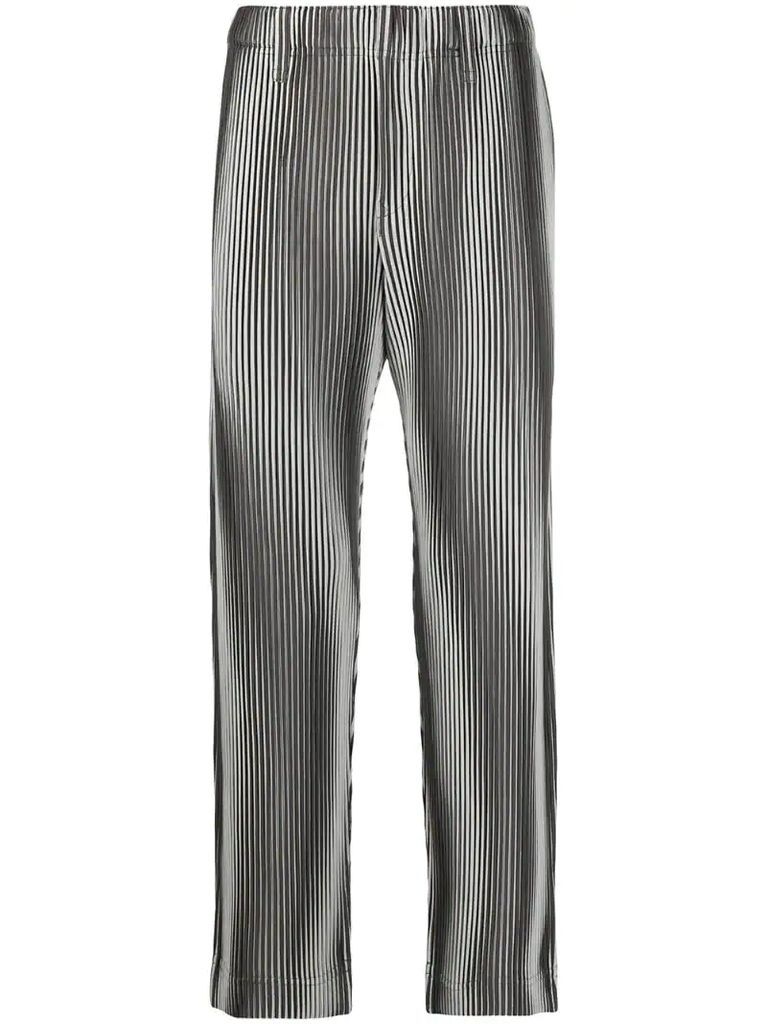 mid-rise stripe-print straight-leg trousers