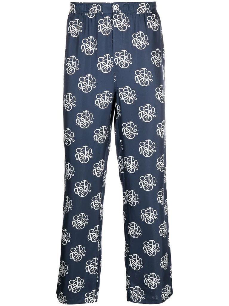 Fadi silk monogram print trousers