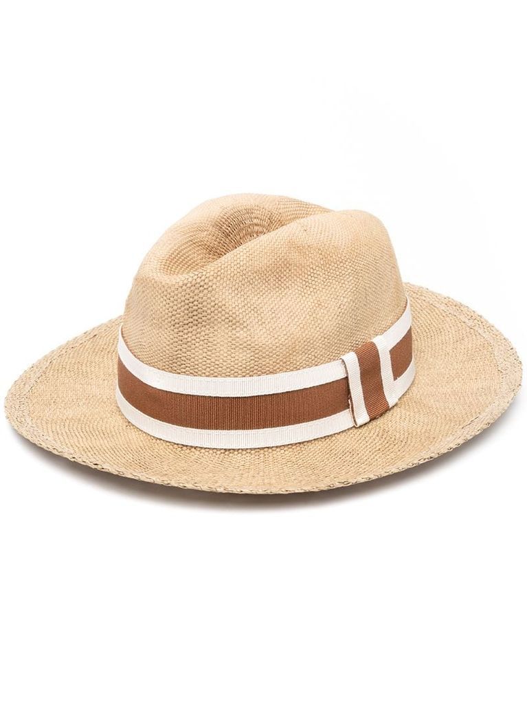 stripe-print fedora hat