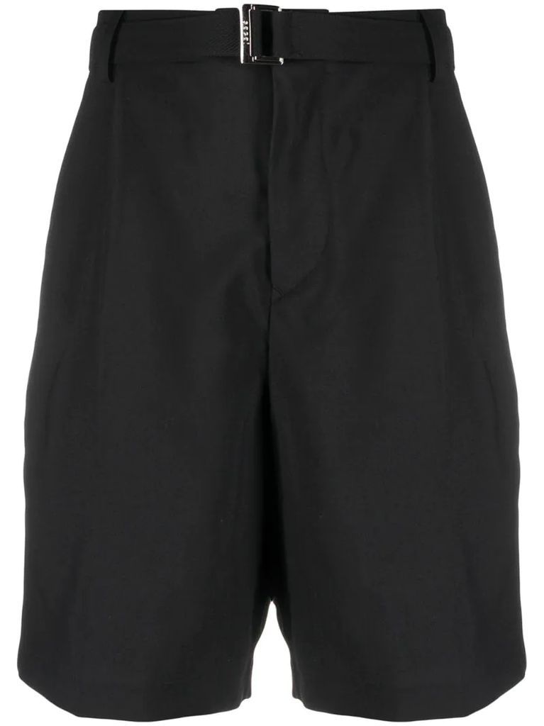 belted straight-leg tailored shorts