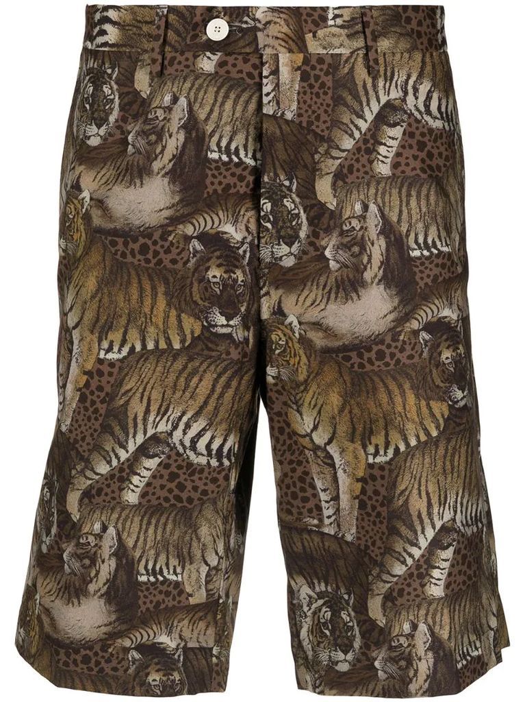 jungle print bermuda shorts