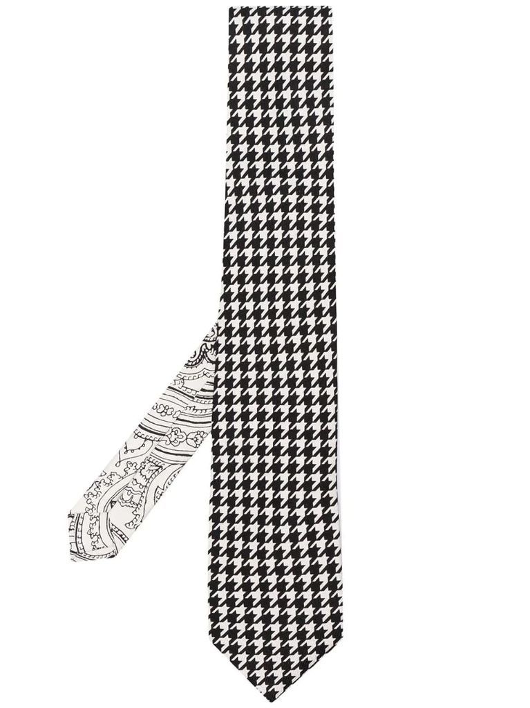 houndstooth-print silk tie