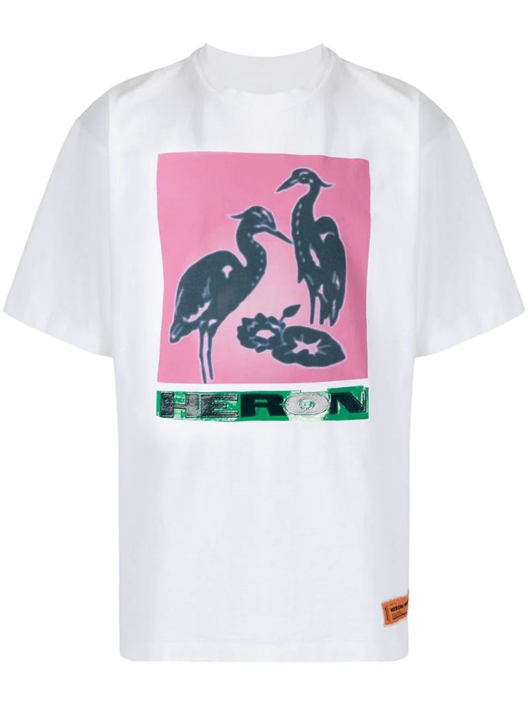 bird print T-shirt