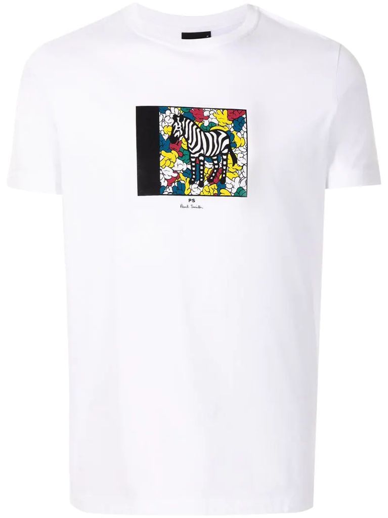 zebra-print cotton T-shirt