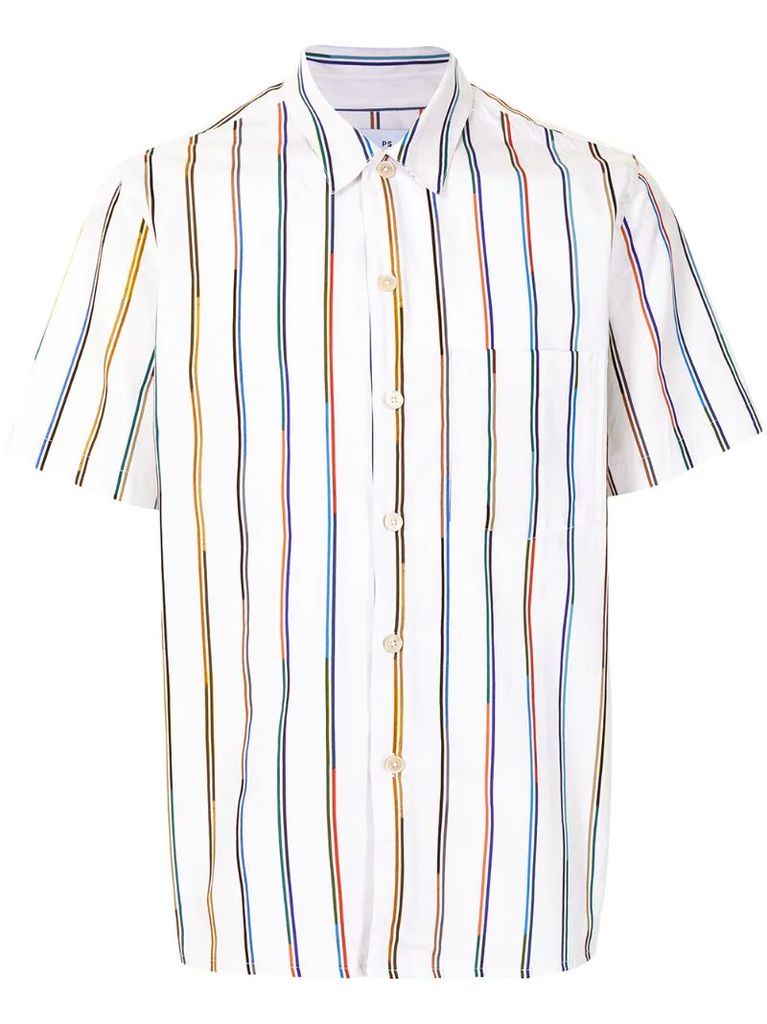 diagonal stripe print short-sleeved shirt
