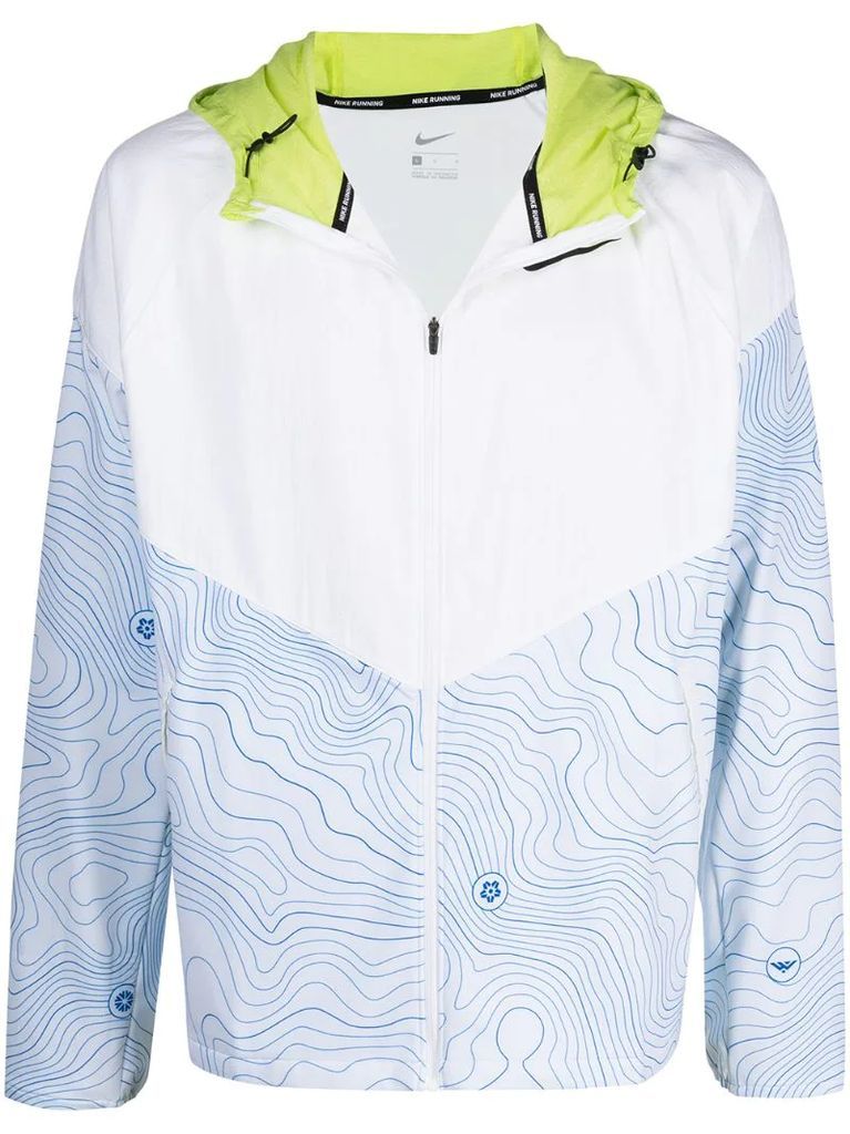 Swoosh logo-print colour-block lightweight jacket