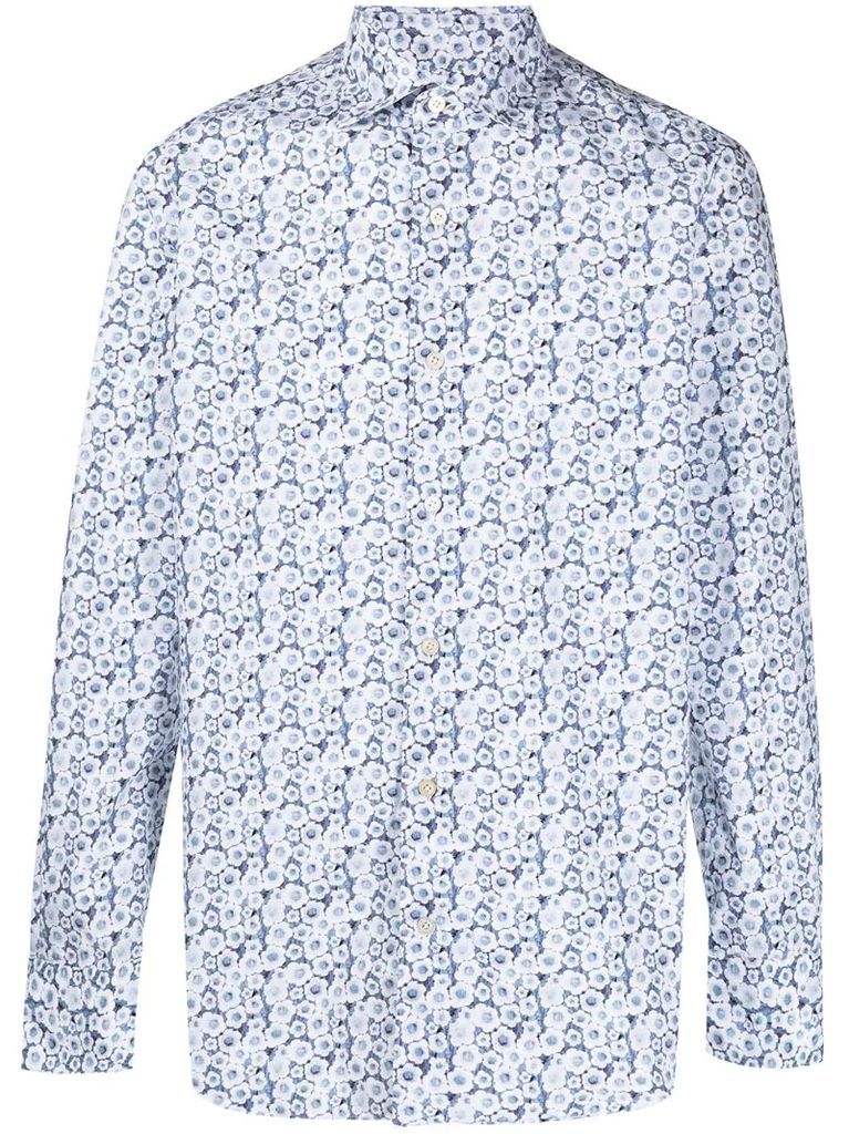 floral-print cutaway-collar shirt