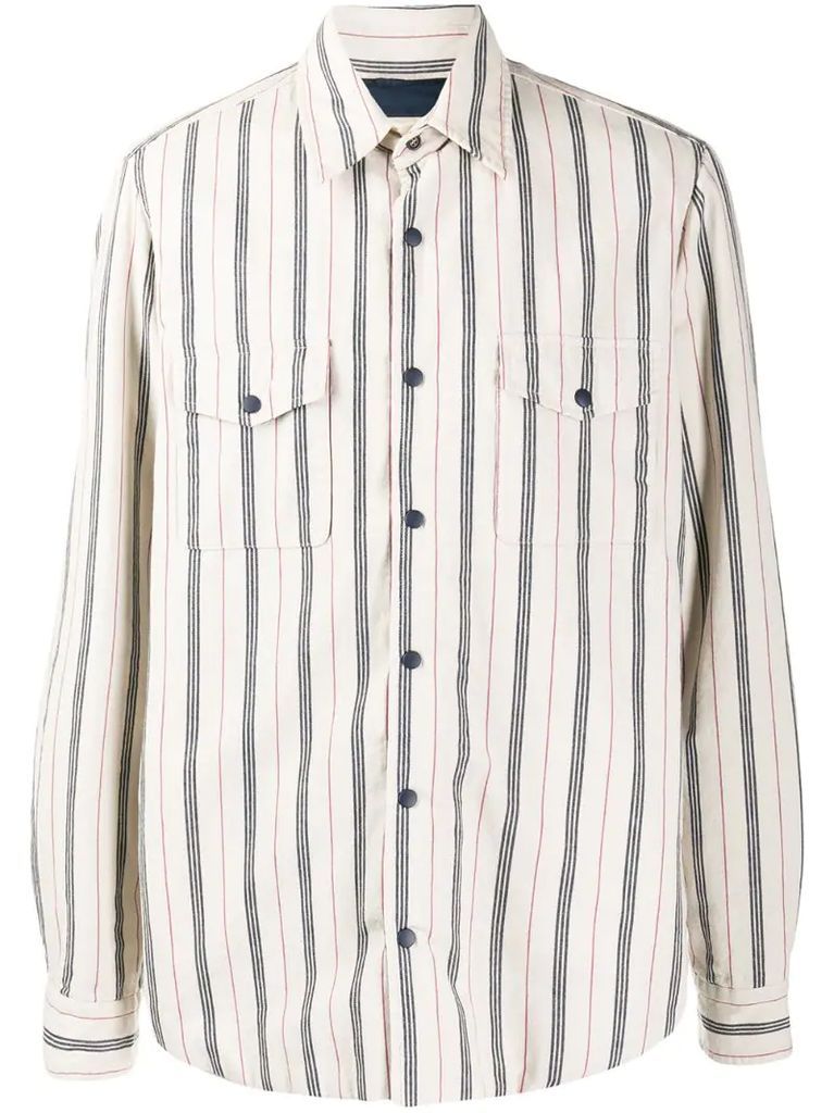 snap fastened striped shirt