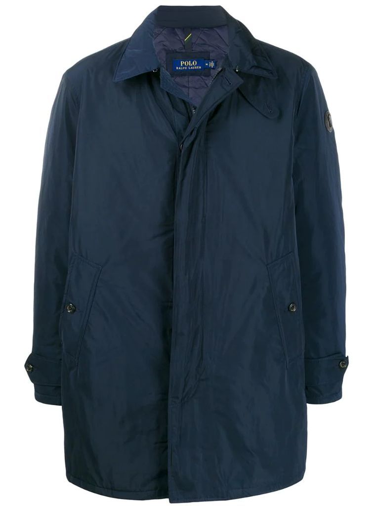 fitted single-breasted parka