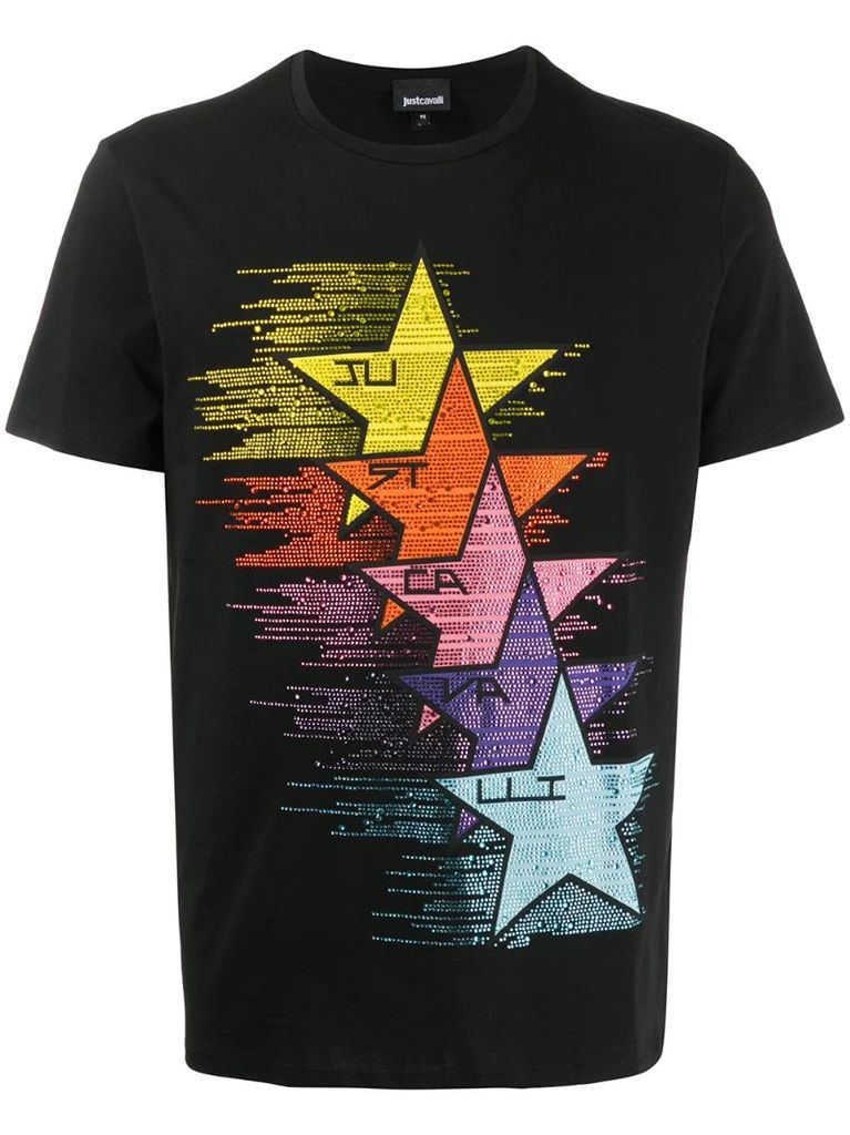 rhinestone shooting-stars logo T-shirt