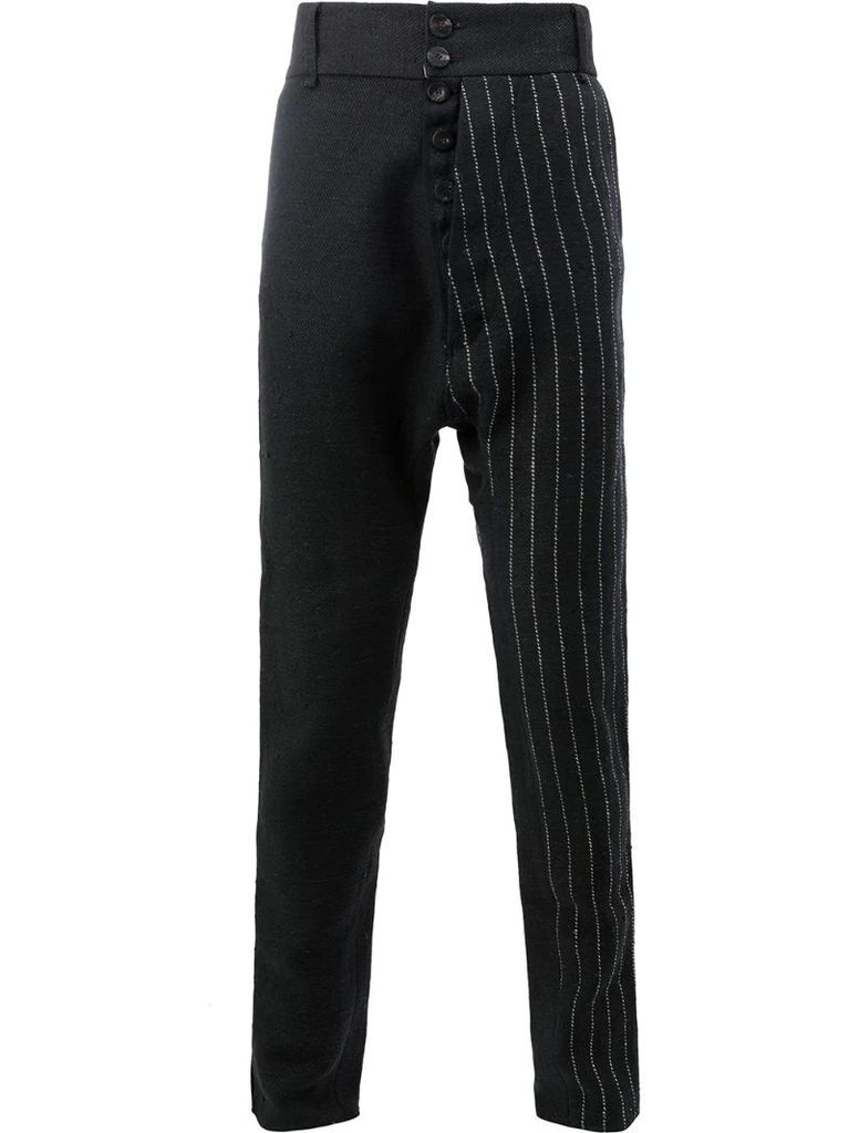 prinstriped panel trousers