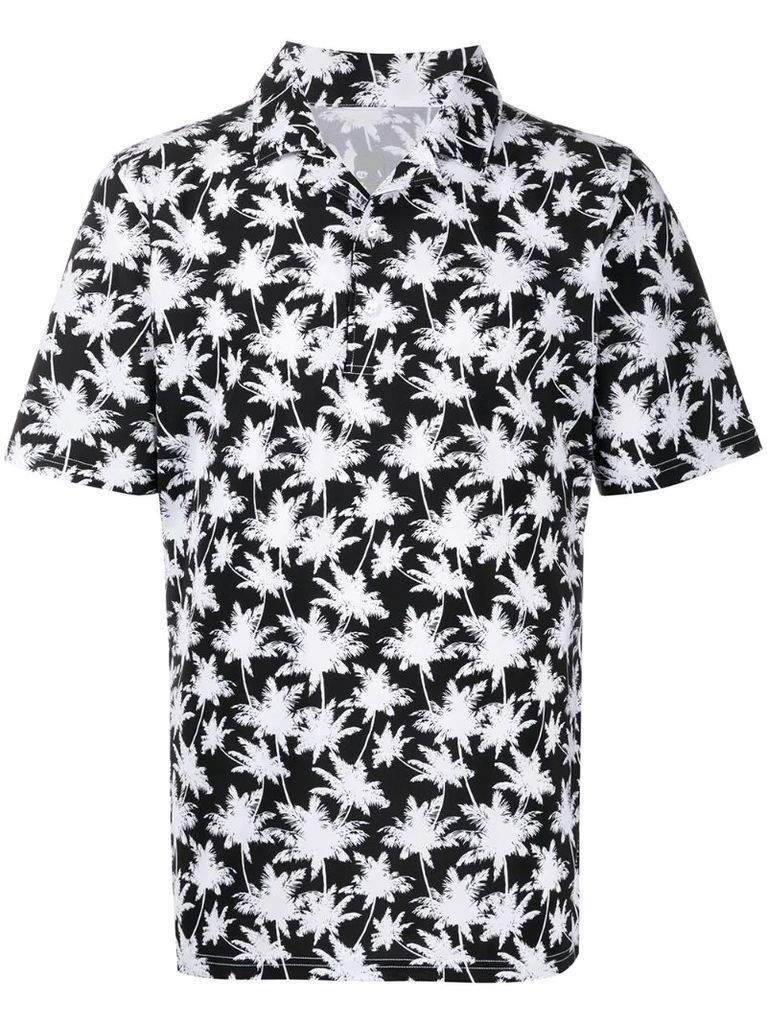 palm tree-print polo shirt