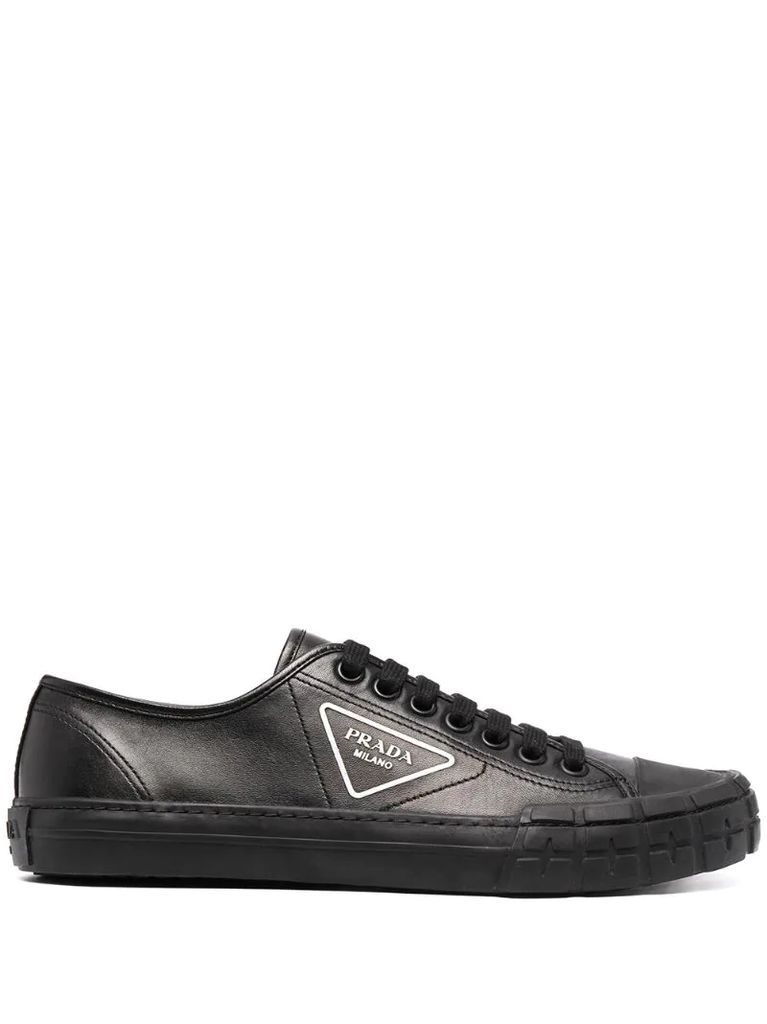 triangle-motif lace-up sneakers