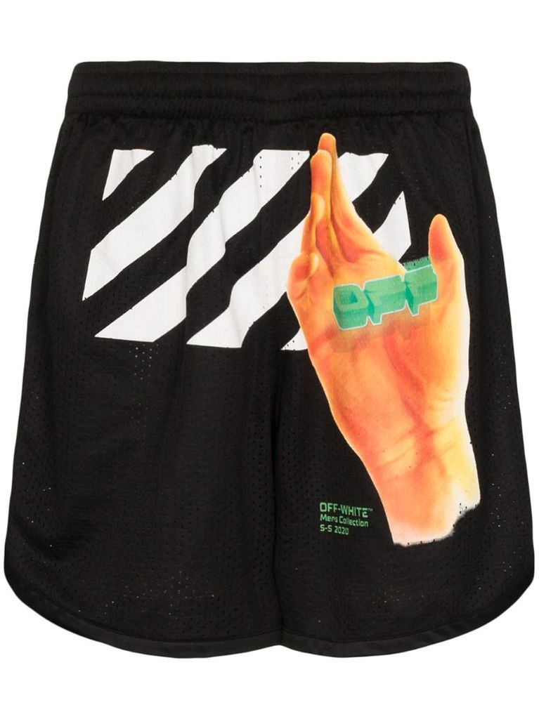hand logo track shorts