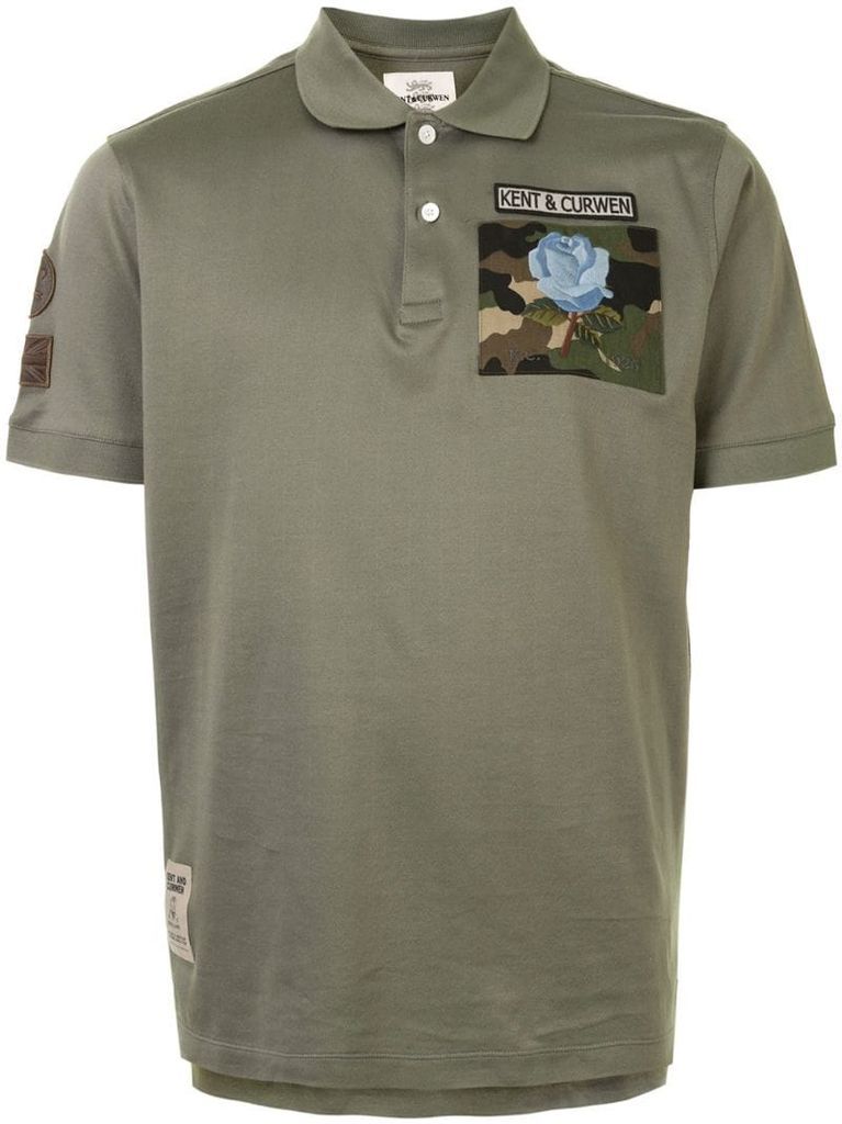 short sleeve camouflage patch polo shirt