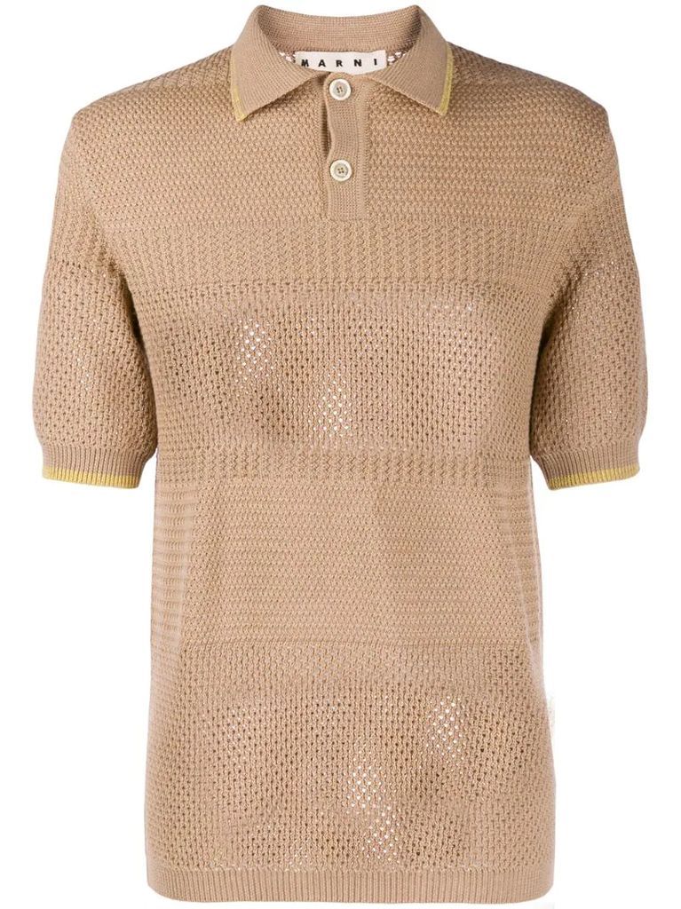 perforated knit polo shirt