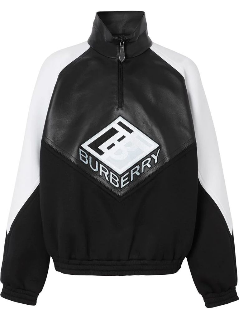 logo graphic funnel neck track top