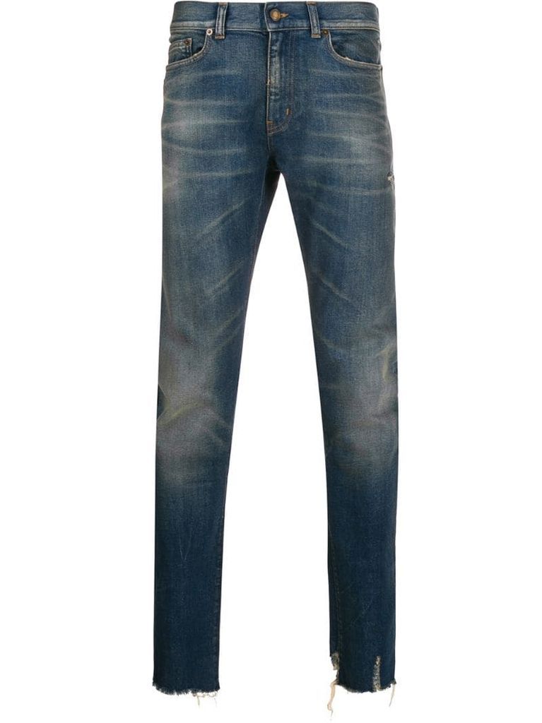 stonewashed straight leg jeans