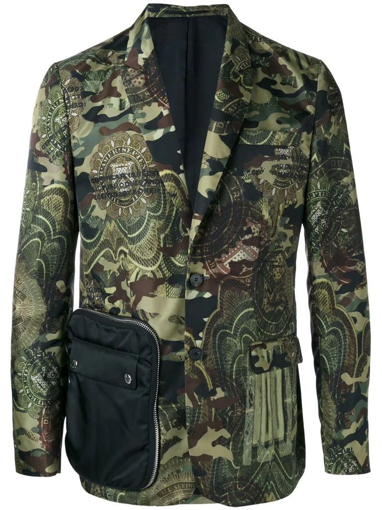 camouflage print blazer