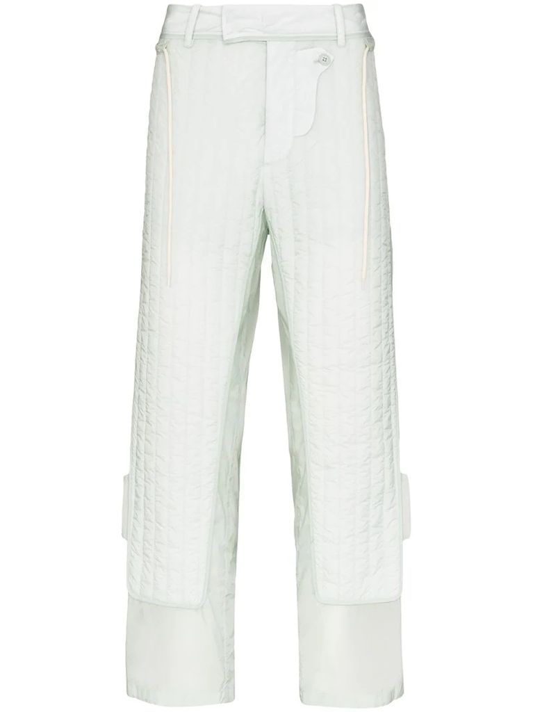 quilted panelled trousers