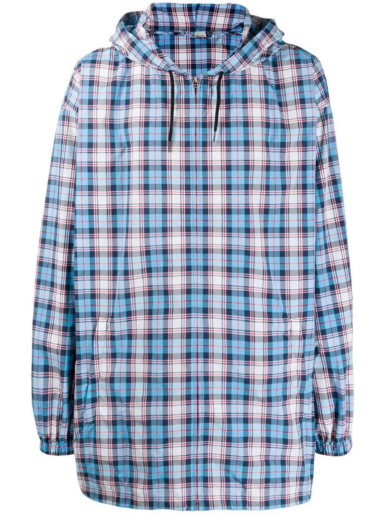 checked hooded jacket