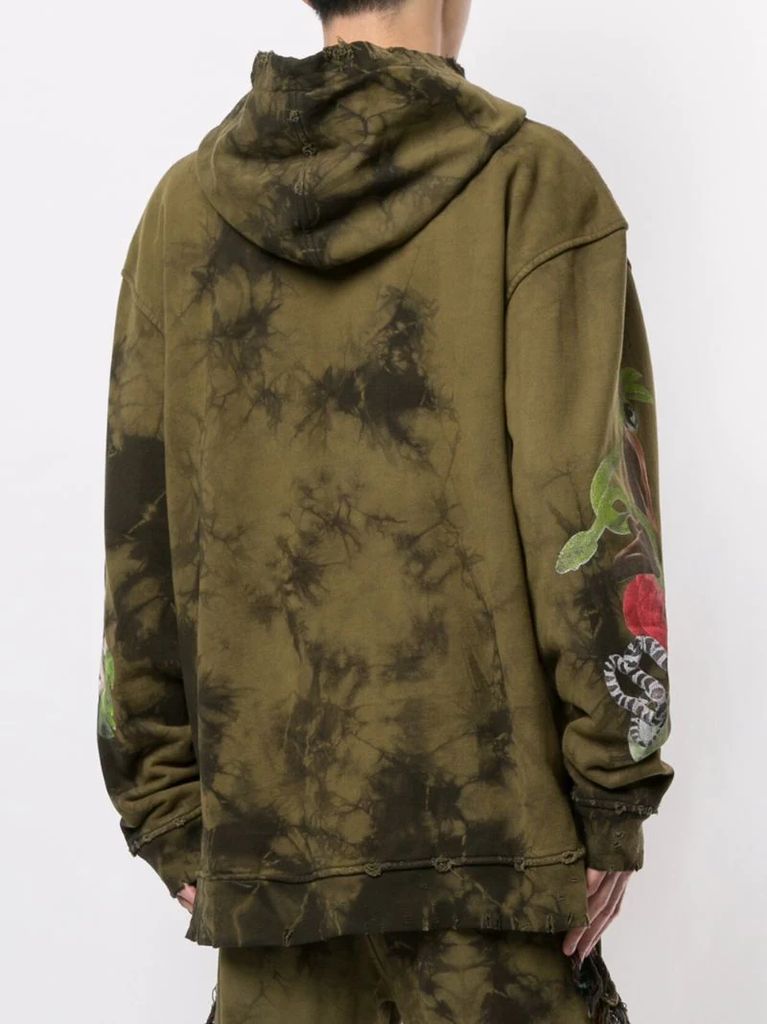 abstract print zipped hoodie