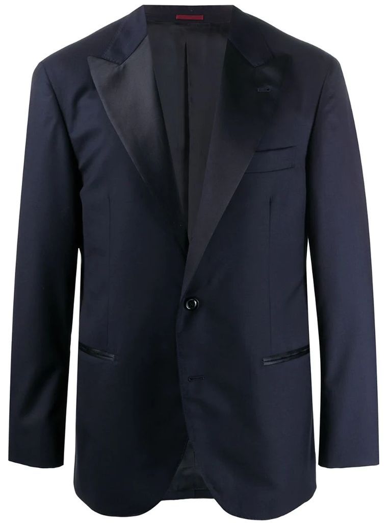 contrast lapel tuxedo blazer