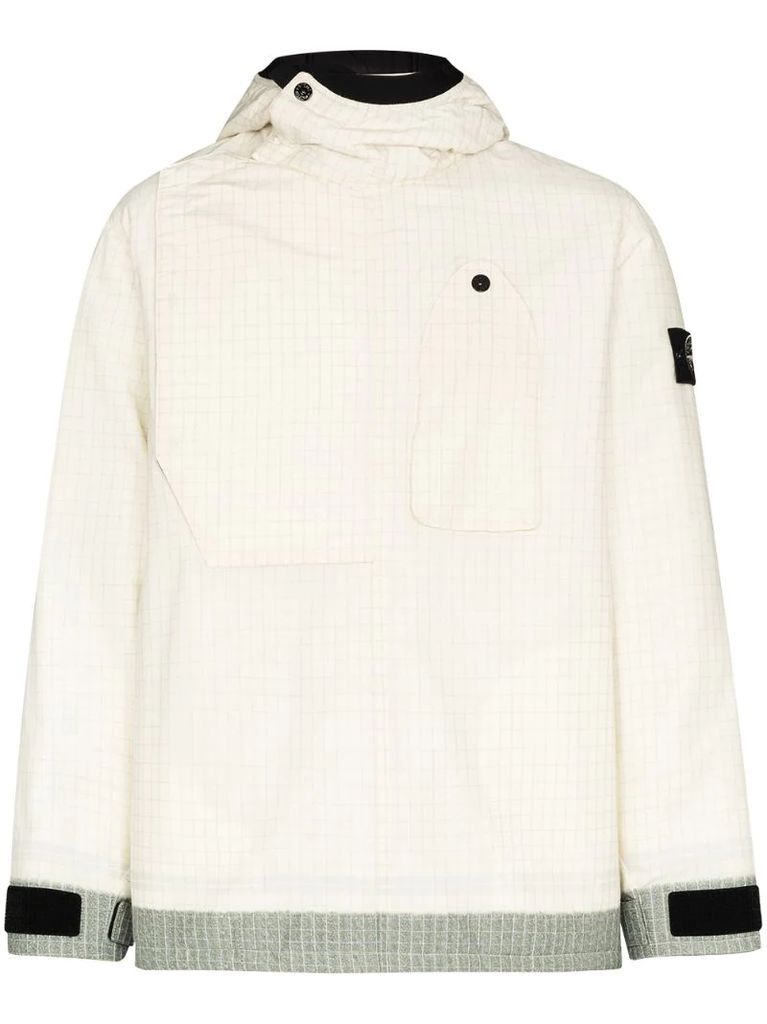 reflective checked hooded jacket