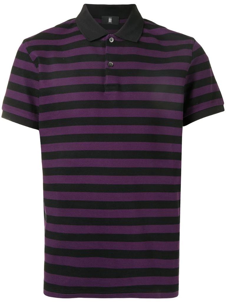 short sleeved striped polo shirt