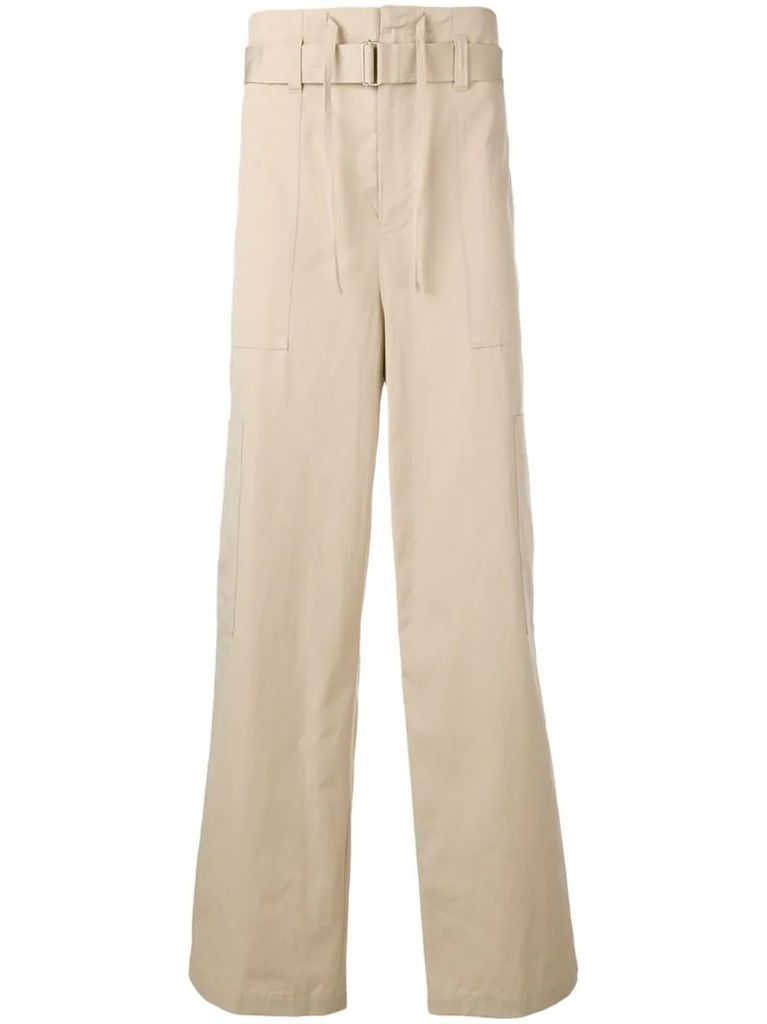 belted wide leg trousers