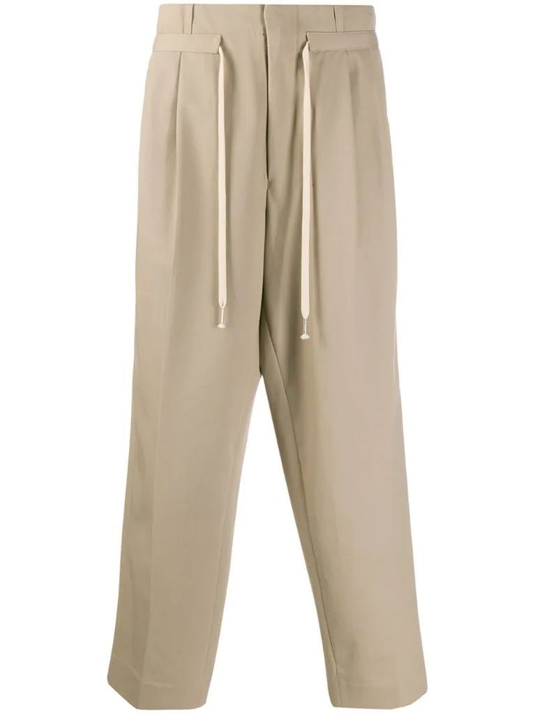 drawstring waist cropped trousers