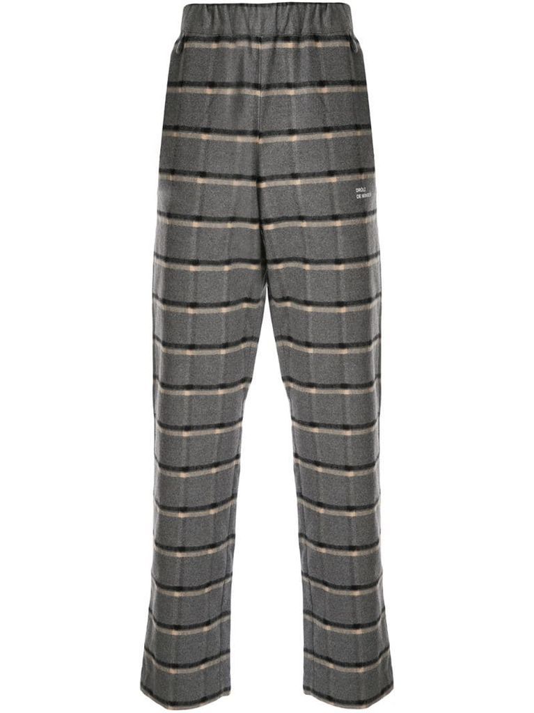 checked straight leg trousers