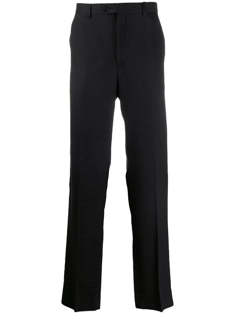 1990s textured stripes straight-fit trousers