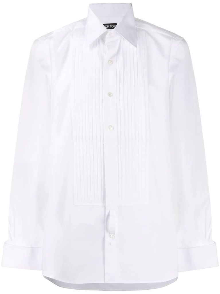 plissé embellished buttoned shirt