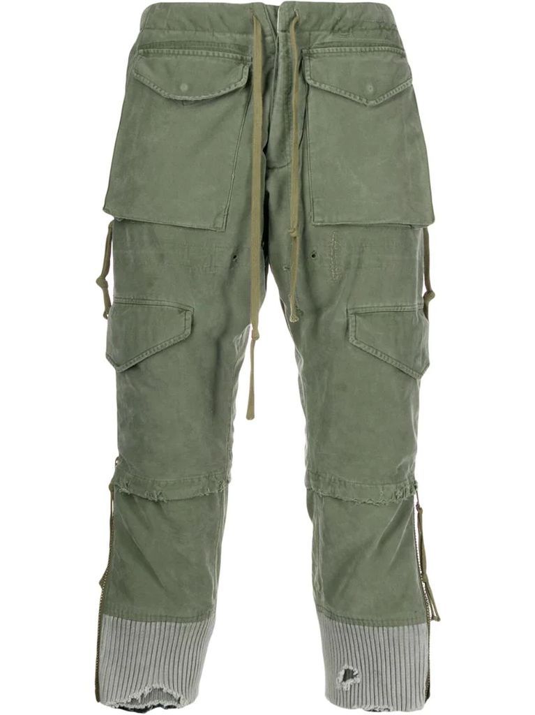 distressed cropped cargo pants