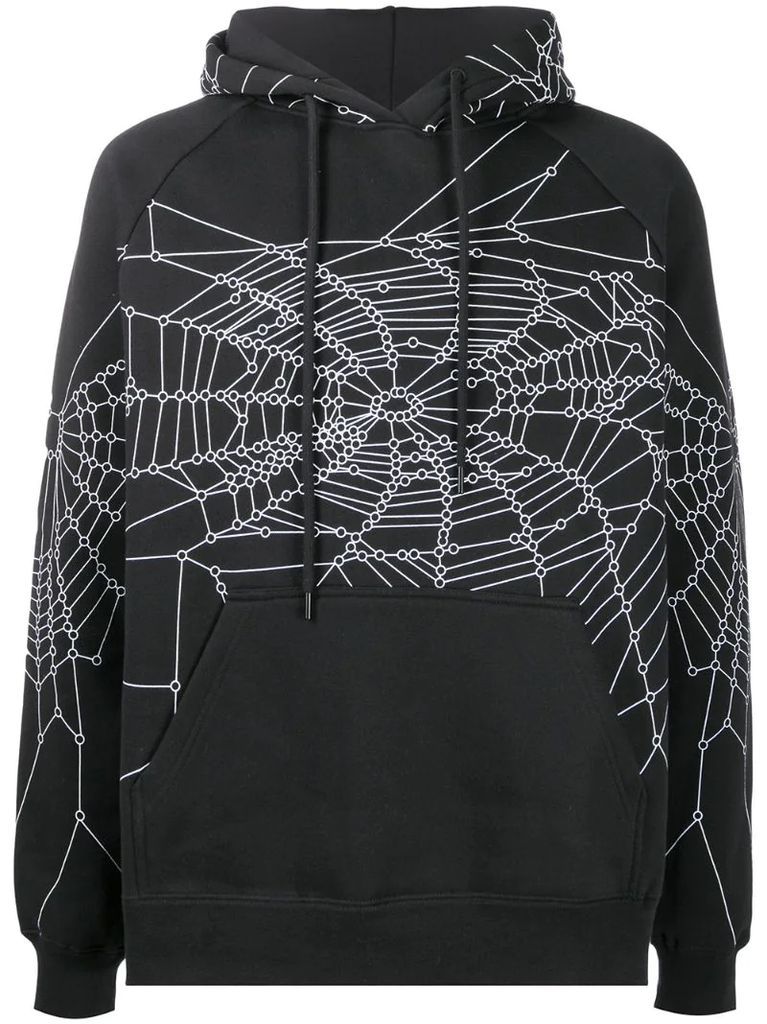 spider web print hoodie