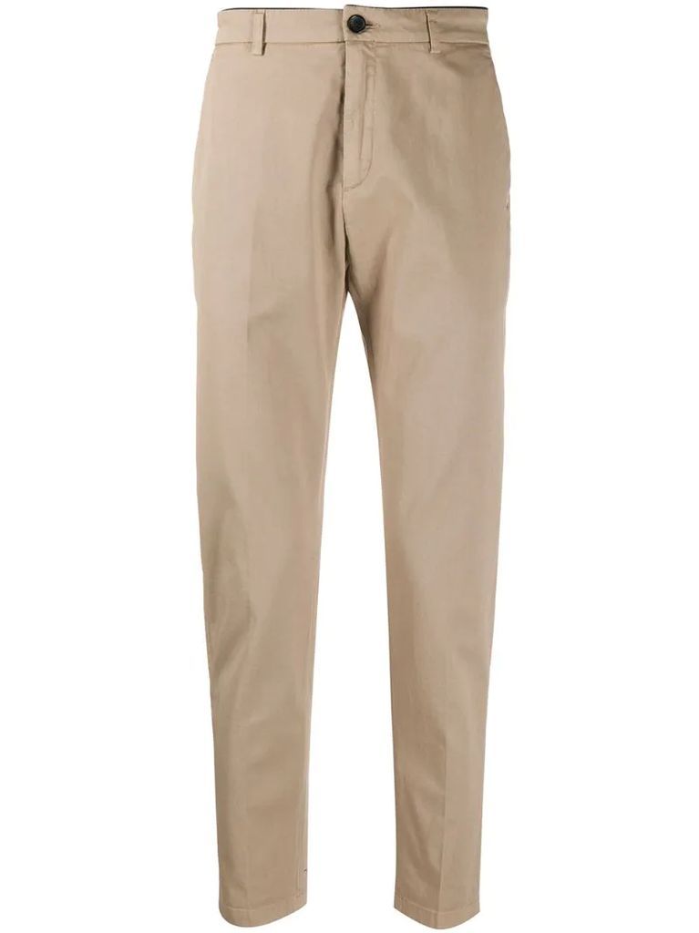 slim fit pleated detail chino trousers