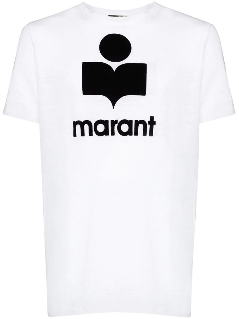 logo print linen T-shirt