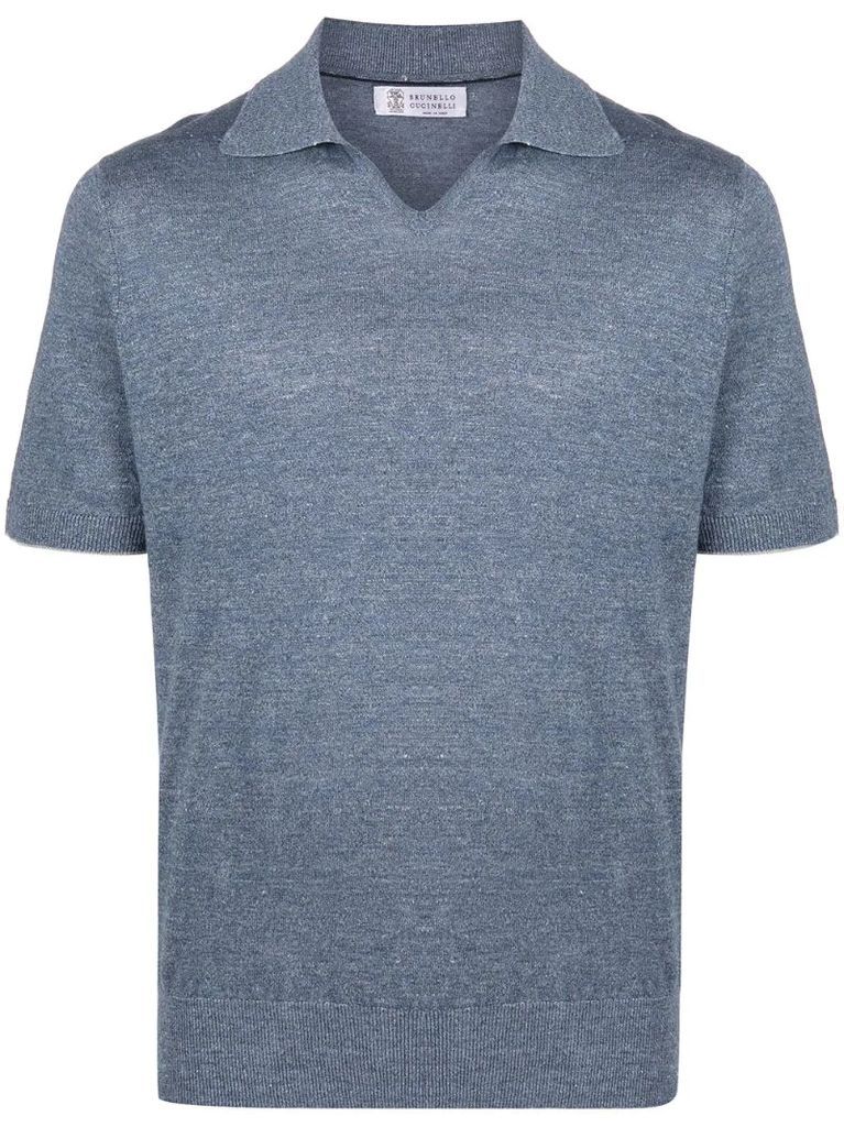 fine-knit short-sleeved polo shirt