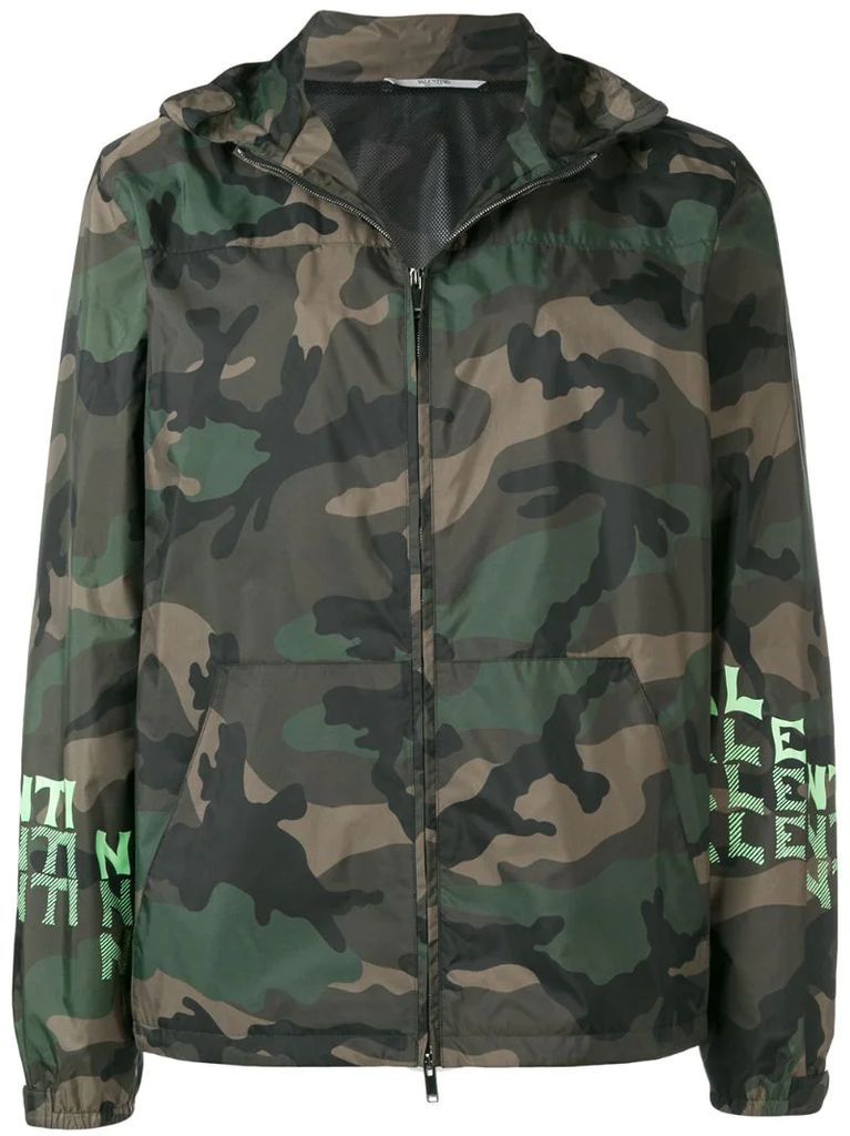 camouflage logo print jacket