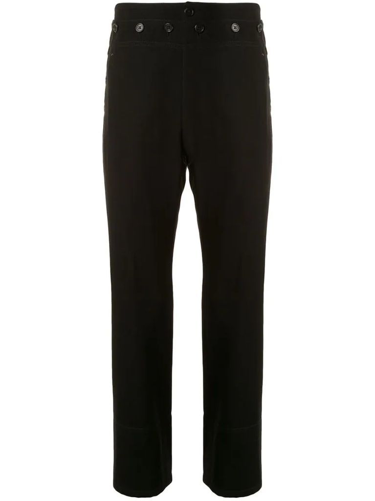 button-detail straight trousers
