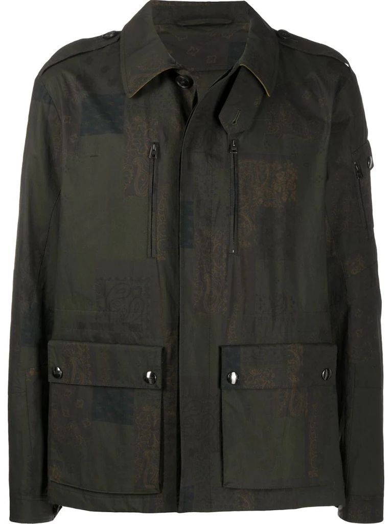 paisley-print military jacket