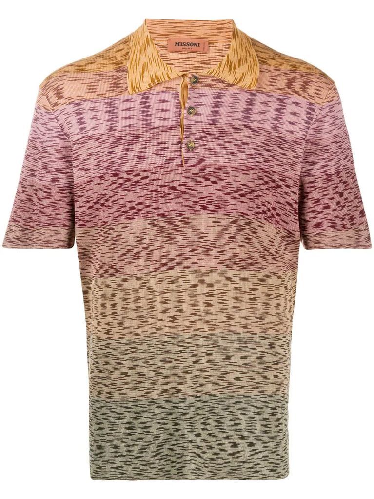 intarsia-knit short-sleeved polo shirt