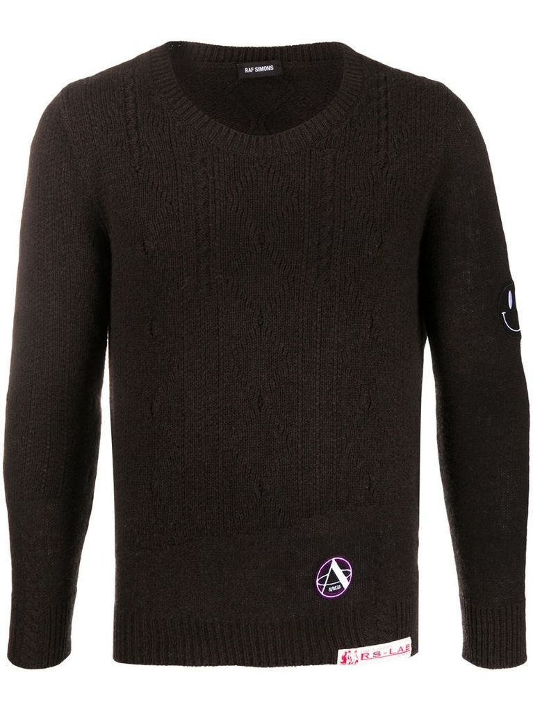 patch-detailing knitted jumper