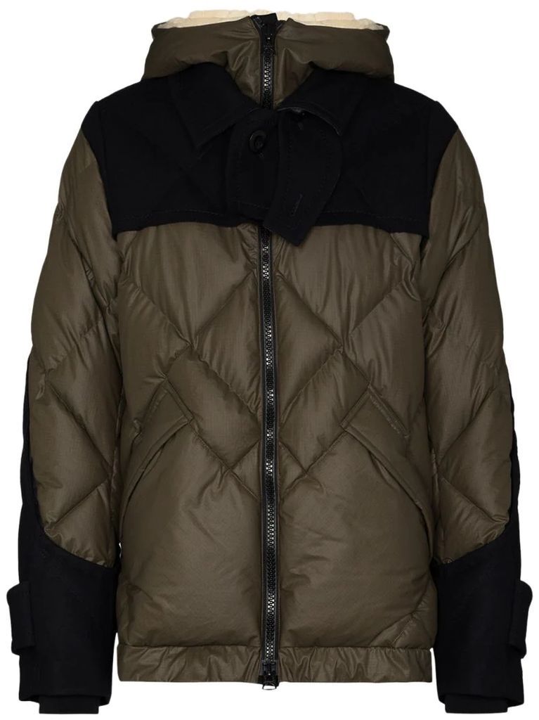 Melton quilted puffer jacket