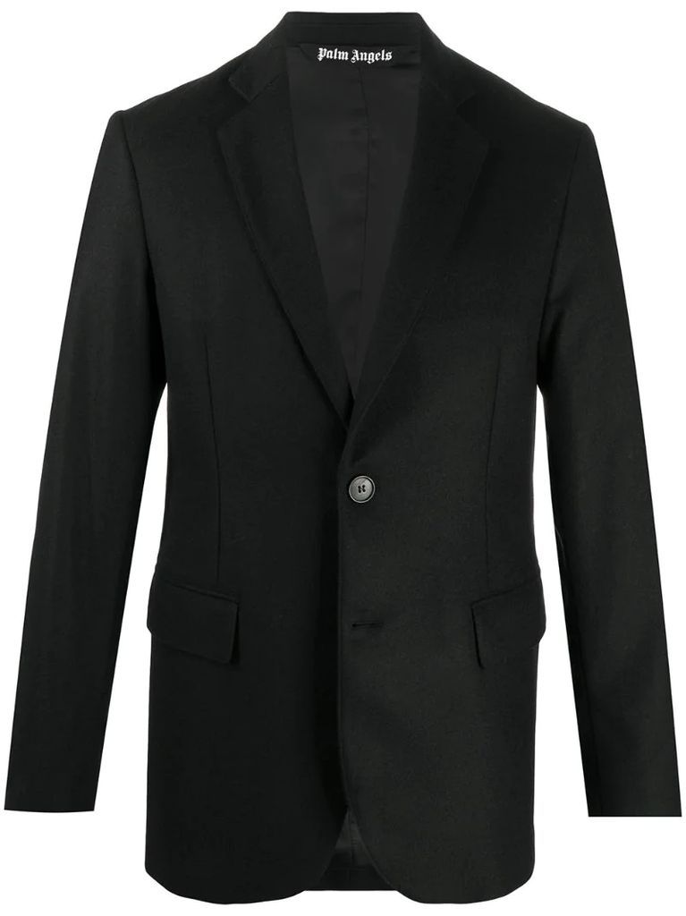 embroidered logo single-breasted blazer
