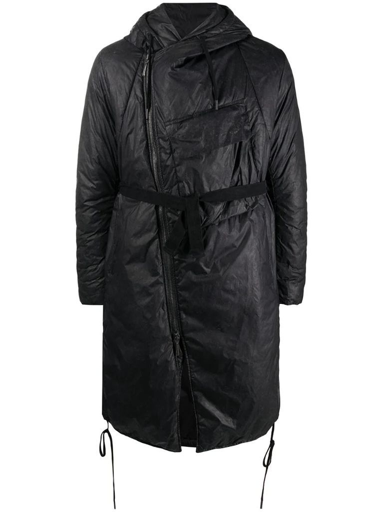 asymmetric zip-up raincoat