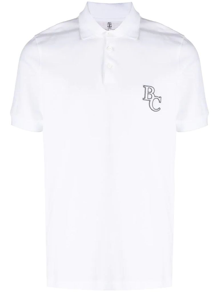 embroidered logo patch polo shirt