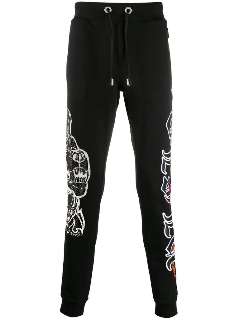 logo embroidered track pants